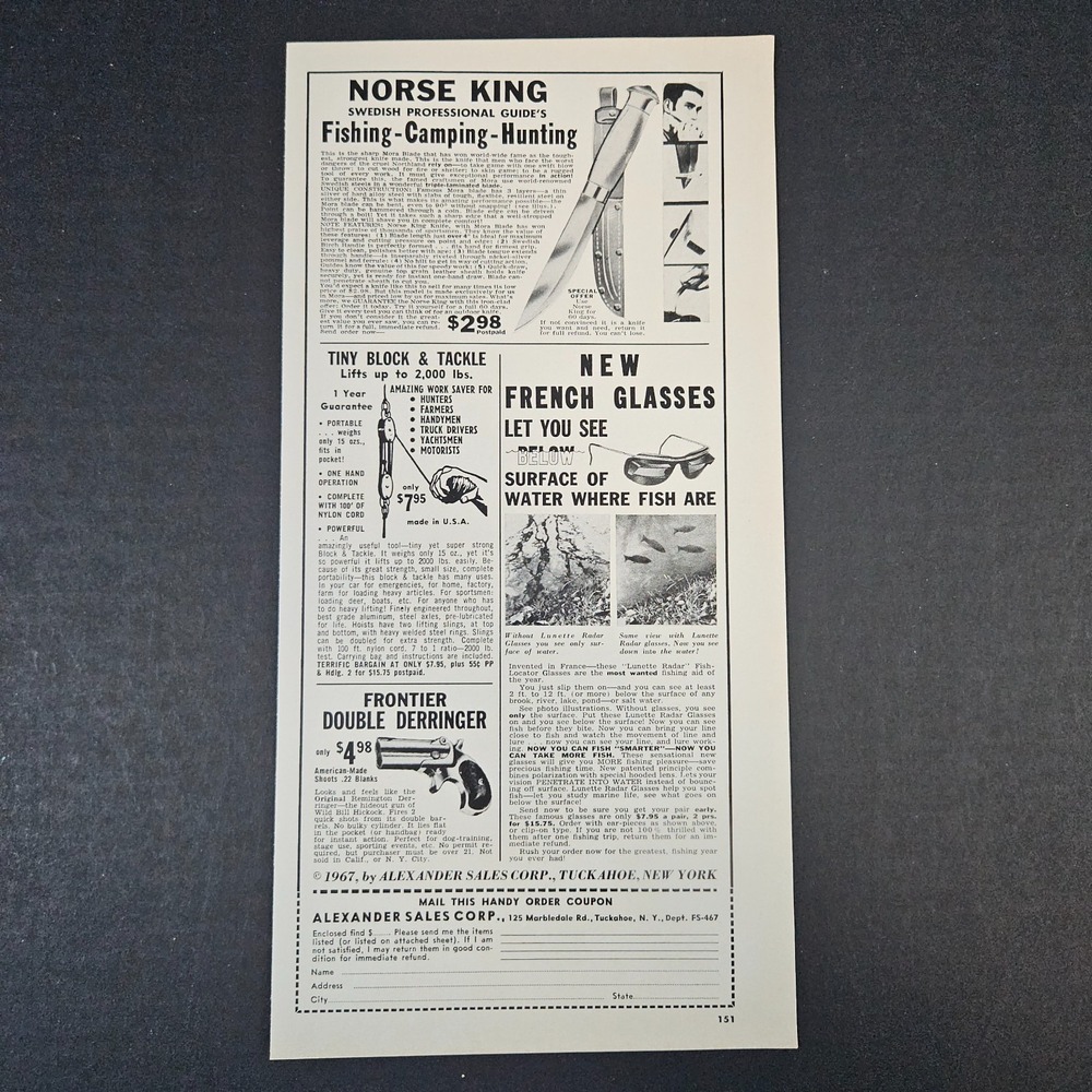 1967 Alexander Sales Corp Vintage Print Ad Frontier Double Derringer Tuckahoe NY